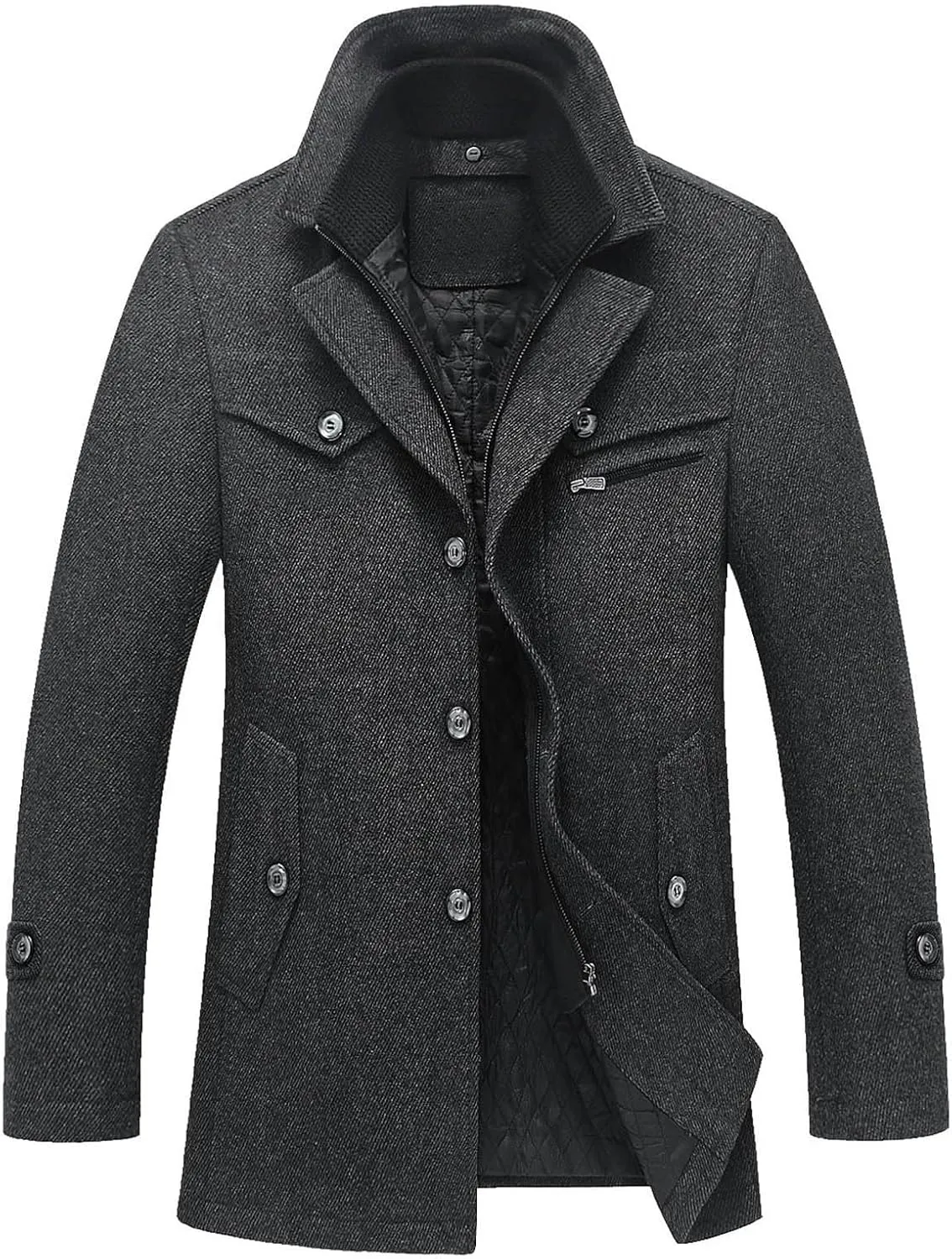 Men's Pea Coat Winter Warm Heavyweight Trench Coats Single Breasted Short Wool Jacket Thicken Casual Peacoat Overcoat