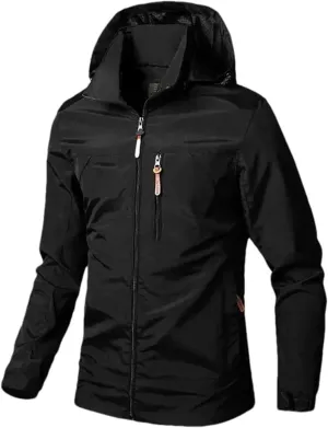 Mens Rain Jackets Zip Up Waterproof Windbreakers Loose Hooded Coats Fashion Lapel Casual Clothes with Pocket