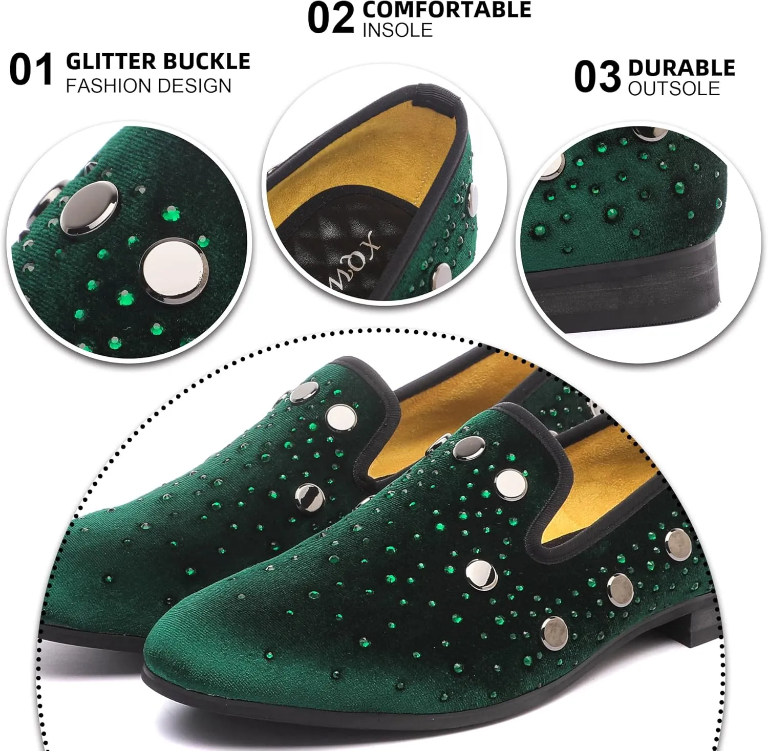 Mens Rhinestone Loafers Velvet Tuxedo Dress Shoes with Gold Plate Smoking Slippers Slip-On Penny Party Wedding Casual Shoes