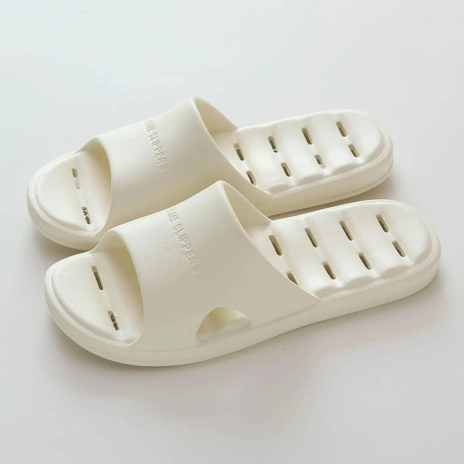 Men's Slides Summer Slippers for Men Shower Shoes with Drainage Holes House Slippers Non Slip Quick Drying Bathroom for Women Men Cloud Slides Pillow Women and Rubber