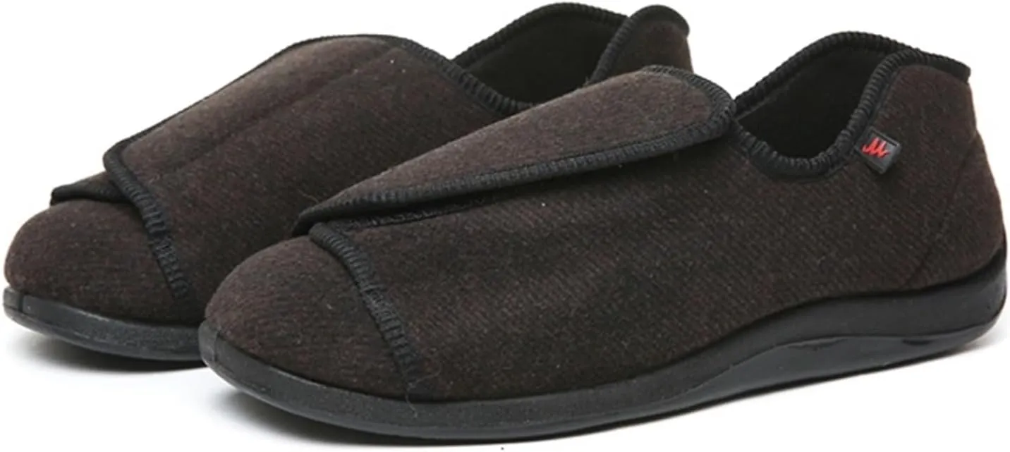Men's Slippers Comfy Adjustable Memory Foam Wide Indoor Shoes for Diabetic & Swollen Feet