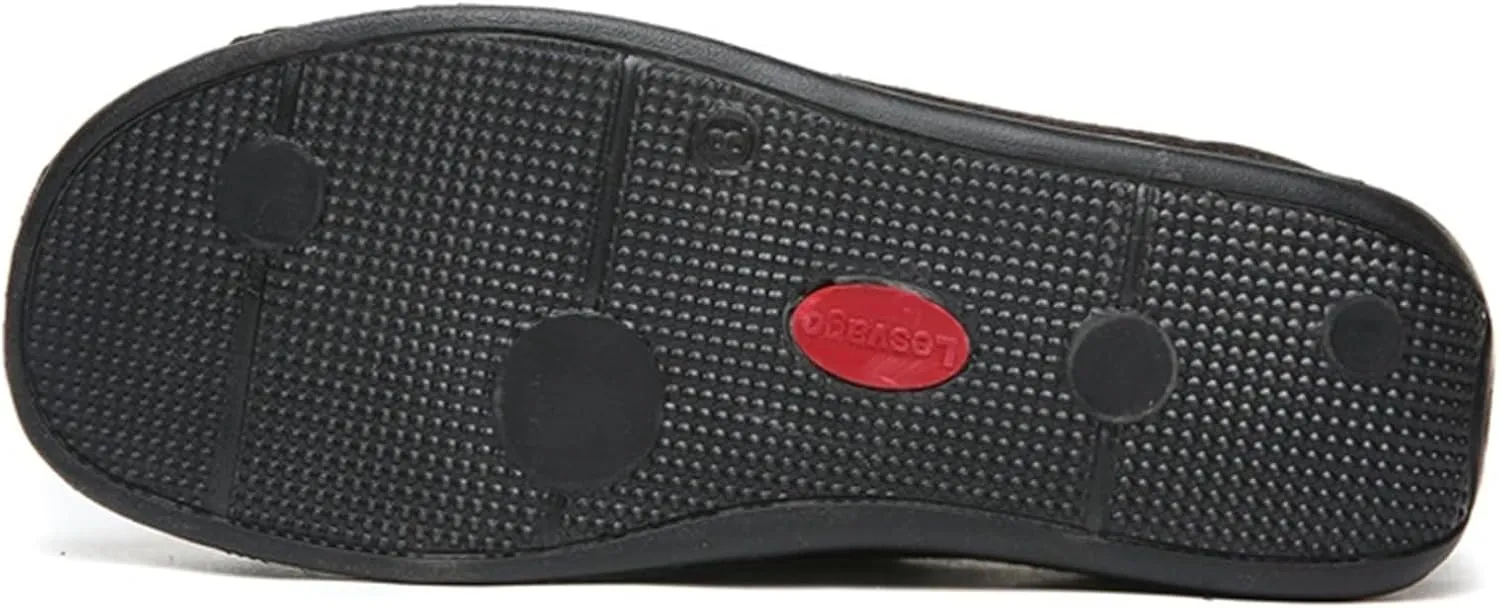 Men's Slippers Comfy Adjustable Memory Foam Wide Indoor Shoes for Diabetic & Swollen Feet