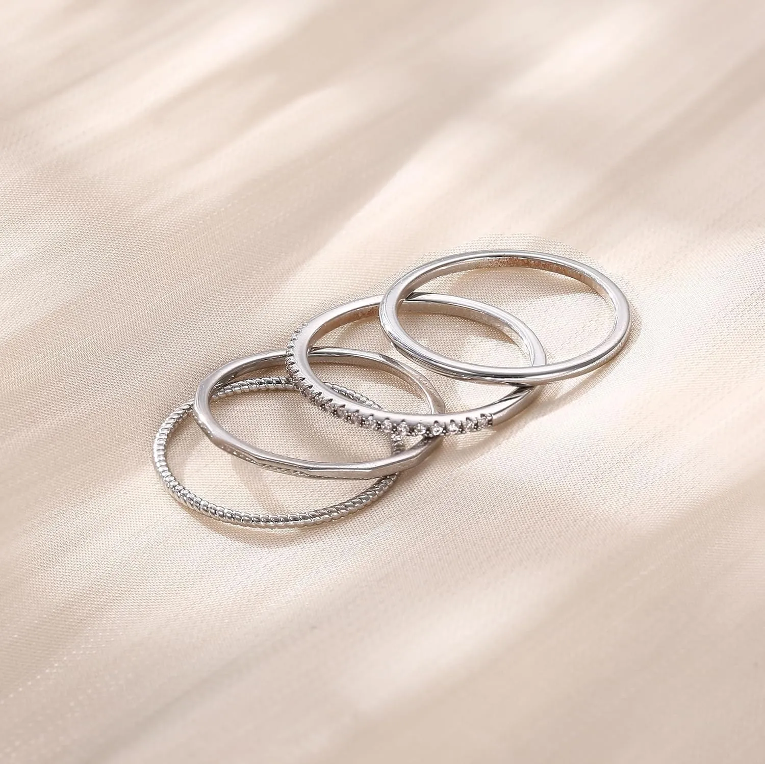 MILACOLATO 14K Gold Filled 1.3mm Thin Stackable Rings for Women - Minimalist Non Tarnish Half Cubic Zirconia Band Rings - Dainty Trendy Statement Stacking Rings Set Size 5-10