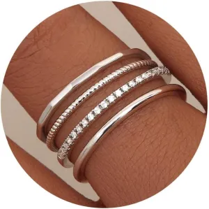 MILACOLATO 14K Gold Filled 1.3mm Thin Stackable Rings for Women - Minimalist Non Tarnish Half Cubic Zirconia Band Rings - Dainty Trendy Statement Stacking Rings Set Size 5-10