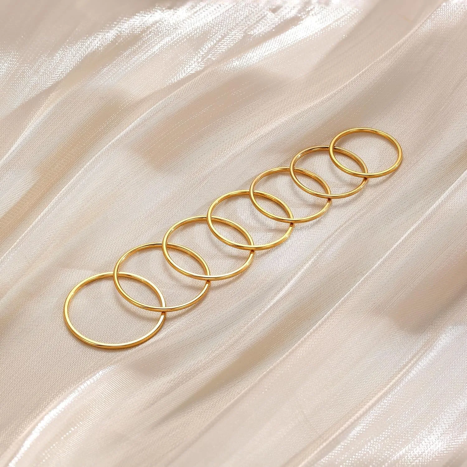 MILACOLATO 1mm Stainless Steel Stacking Rings for Women | Thin Gold Plain Band Rings | Stackable Knuckle Rings Thumb Pinky Midi Rings | Comfort-Fit Size 3/4/5/6/7/8/9