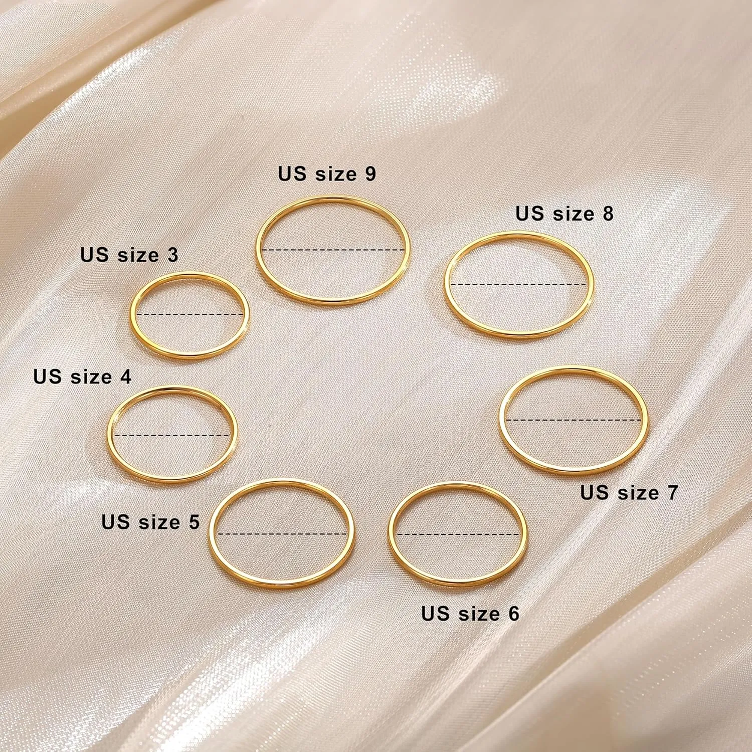 MILACOLATO 1mm Stainless Steel Stacking Rings for Women | Thin Gold Plain Band Rings | Stackable Knuckle Rings Thumb Pinky Midi Rings | Comfort-Fit Size 3/4/5/6/7/8/9