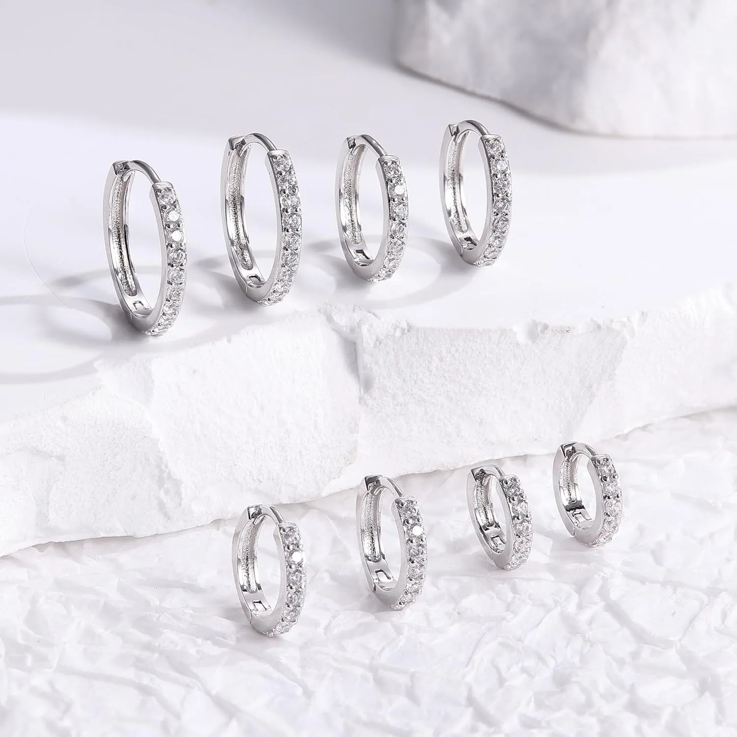 MILACOLATO 3 Pairs 925 Sterling Silver Earrings for Women, Dainty 14K Gold Plated Huggie Hoop Earrings Sets for Multiple Piercing, Hypoallergenic Cartilage Stud Hoop Earrings Stacks Trendy Jewelry Gifts for Women Mother