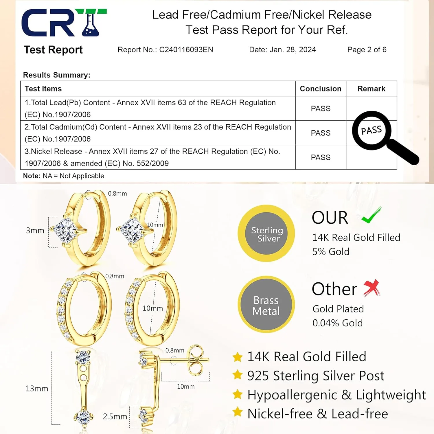 MILACOLATO 3 Pairs 925 Sterling Silver Earrings for Women, Dainty 14K Gold Plated Huggie Hoop Earrings Sets for Multiple Piercing, Hypoallergenic Cartilage Stud Hoop Earrings Stacks Trendy Jewelry Gifts for Women Mother