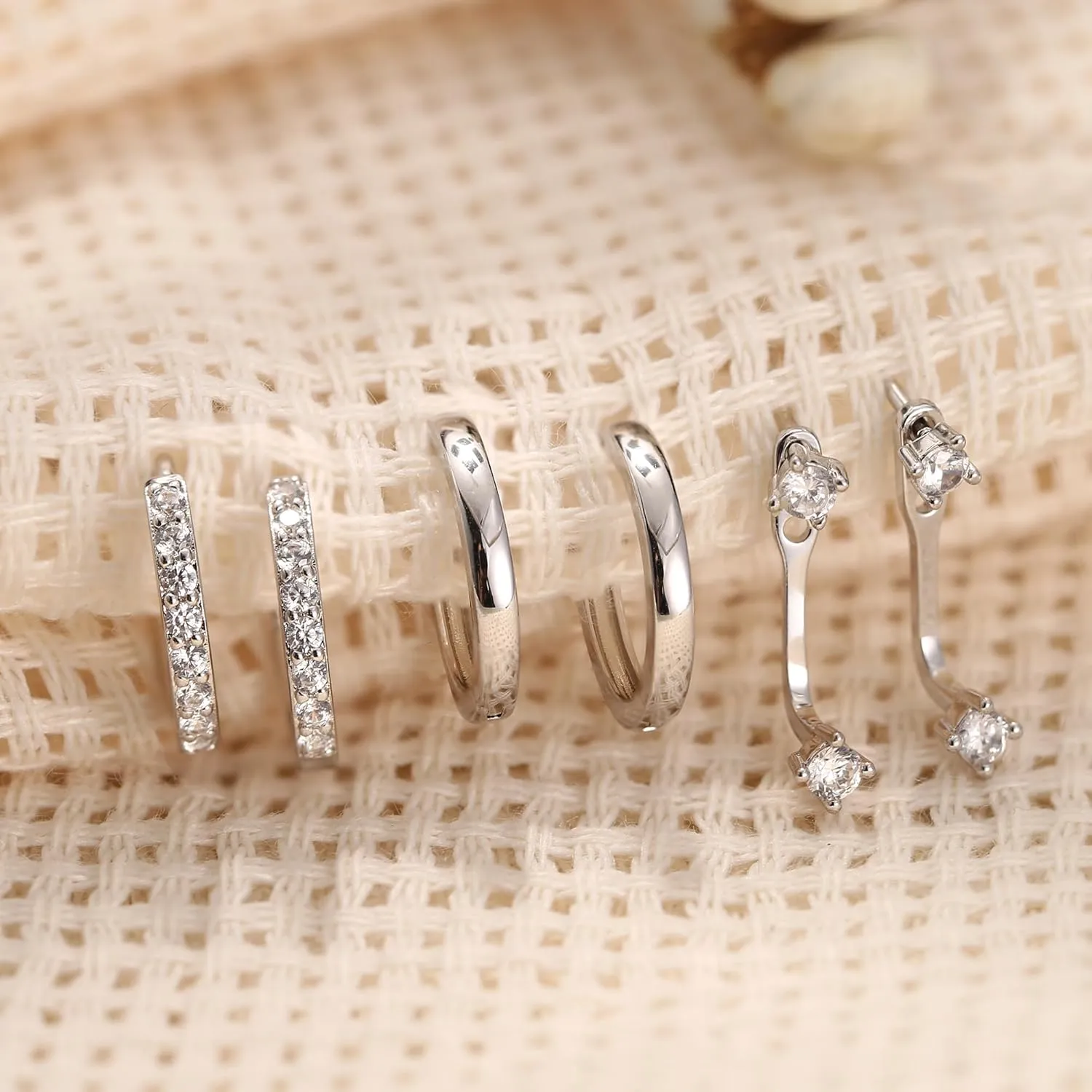 MILACOLATO 3 Pairs 925 Sterling Silver Earrings for Women, Dainty 14K Gold Plated Huggie Hoop Earrings Sets for Multiple Piercing, Hypoallergenic Cartilage Stud Hoop Earrings Stacks Trendy Jewelry Gifts for Women Mother