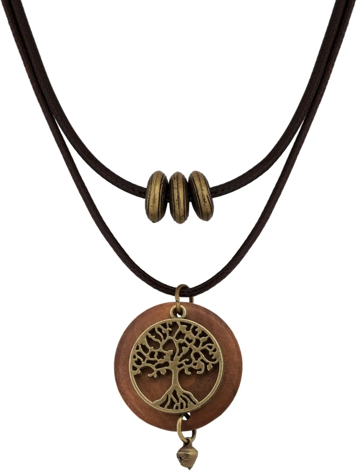 MINACHI Vintage Tree Design Wooden Pendant Chokers Necklaces, Layered Necklace for Women