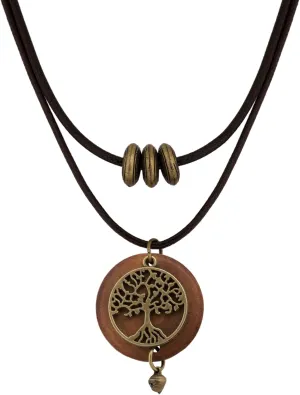 MINACHI Vintage Tree Design Wooden Pendant Chokers Necklaces, Layered Necklace for Women