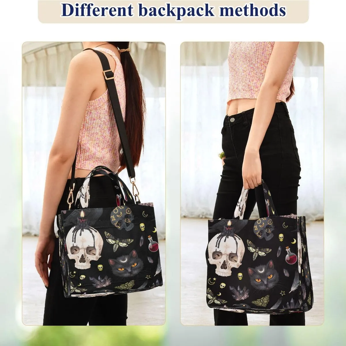 MNSRUU Corduroy Tote Bag for Women, Funny Skulls Tote Bag Crossbody Hobo Handbag Shoulder Bag for Work Travel