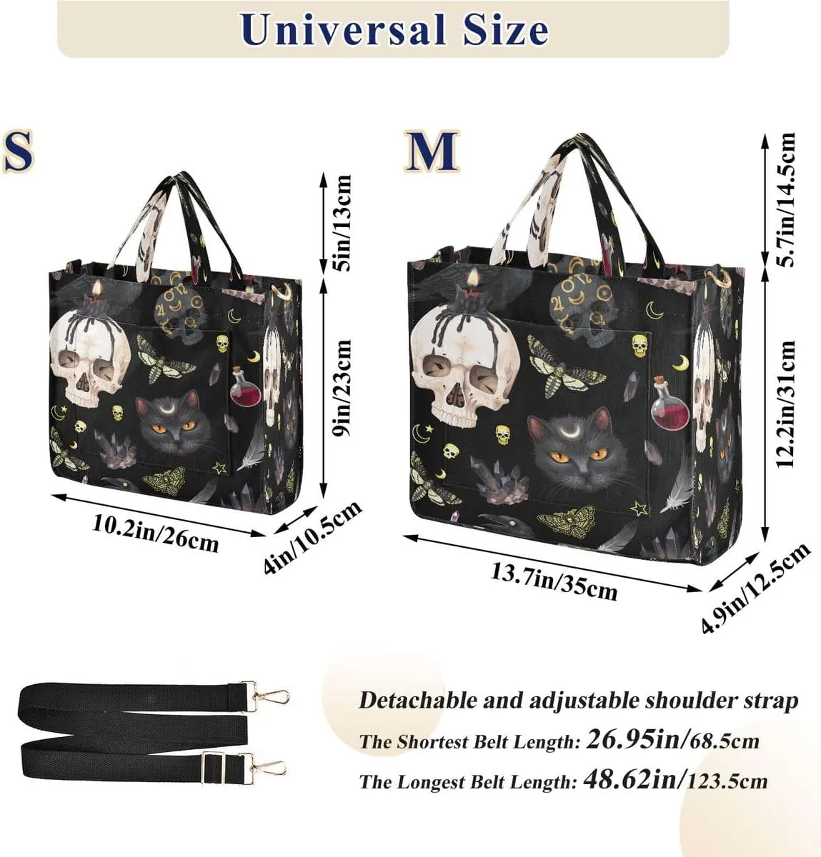 MNSRUU Corduroy Tote Bag for Women, Funny Skulls Tote Bag Crossbody Hobo Handbag Shoulder Bag for Work Travel