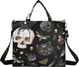 MNSRUU Corduroy Tote Bag for Women, Funny Skulls Tote Bag Crossbody Hobo Handbag Shoulder Bag for Work Travel