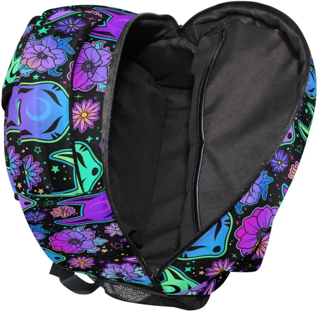 MNSRUU Student School Bag Magic Purple Fox Backpack for Girls Boys College Bookbag Laptop Rucksack Travel Backpack for Adult Teen Casual Daypack