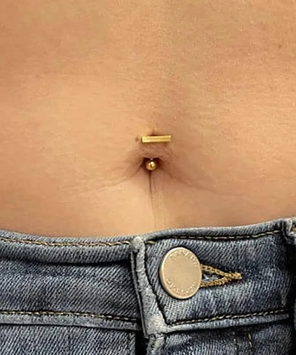 MODRSA Belly Jewellery Piercing - Belly Button Rings with silver & Pink Pearl Navel Opener