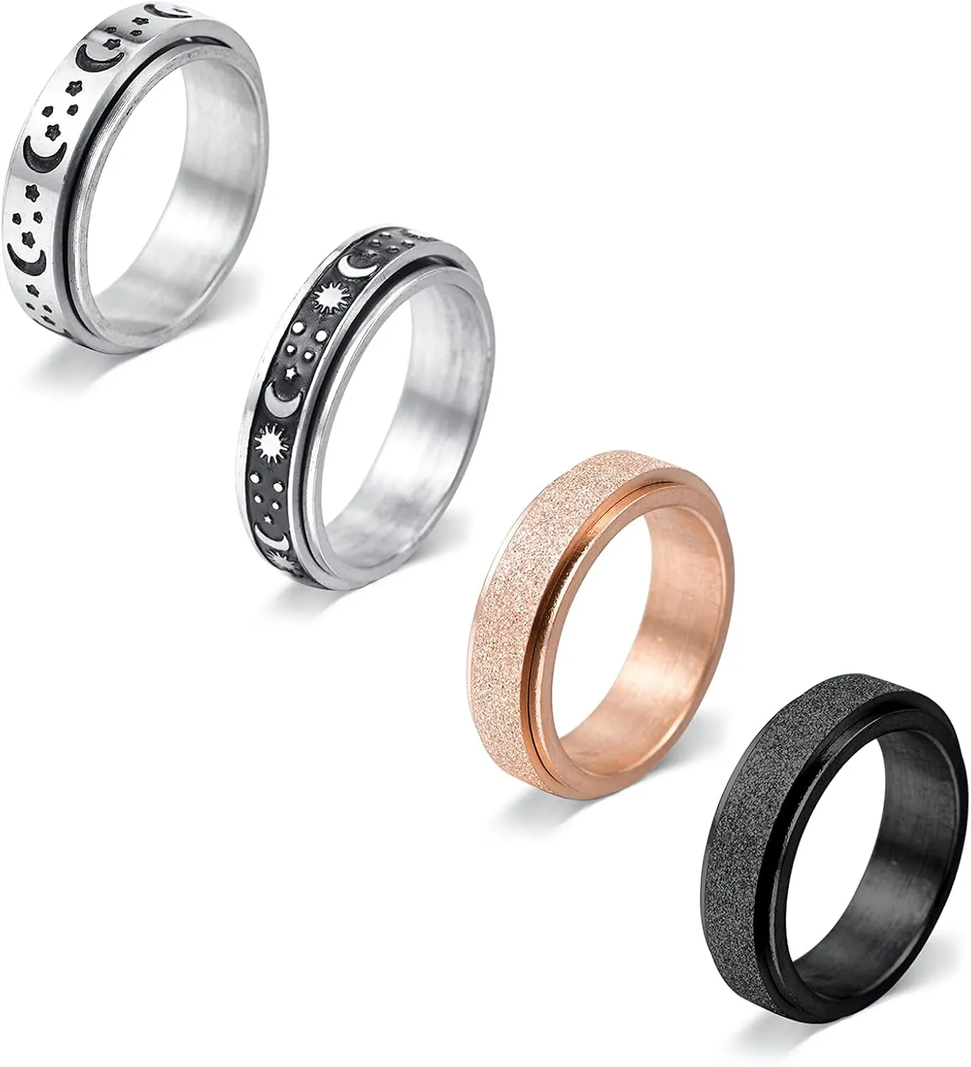 MODRSA Fidget Rings for Women Spinner Ring Spinning Ring Silver Figet Ring Fidget Spinner Ring for Men Rings Size 6 7 8 9 10