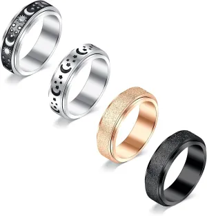 MODRSA Fidget Rings for Women Spinner Ring Spinning Ring Silver Figet Ring Fidget Spinner Ring for Men Rings Size 6 7 8 9 10