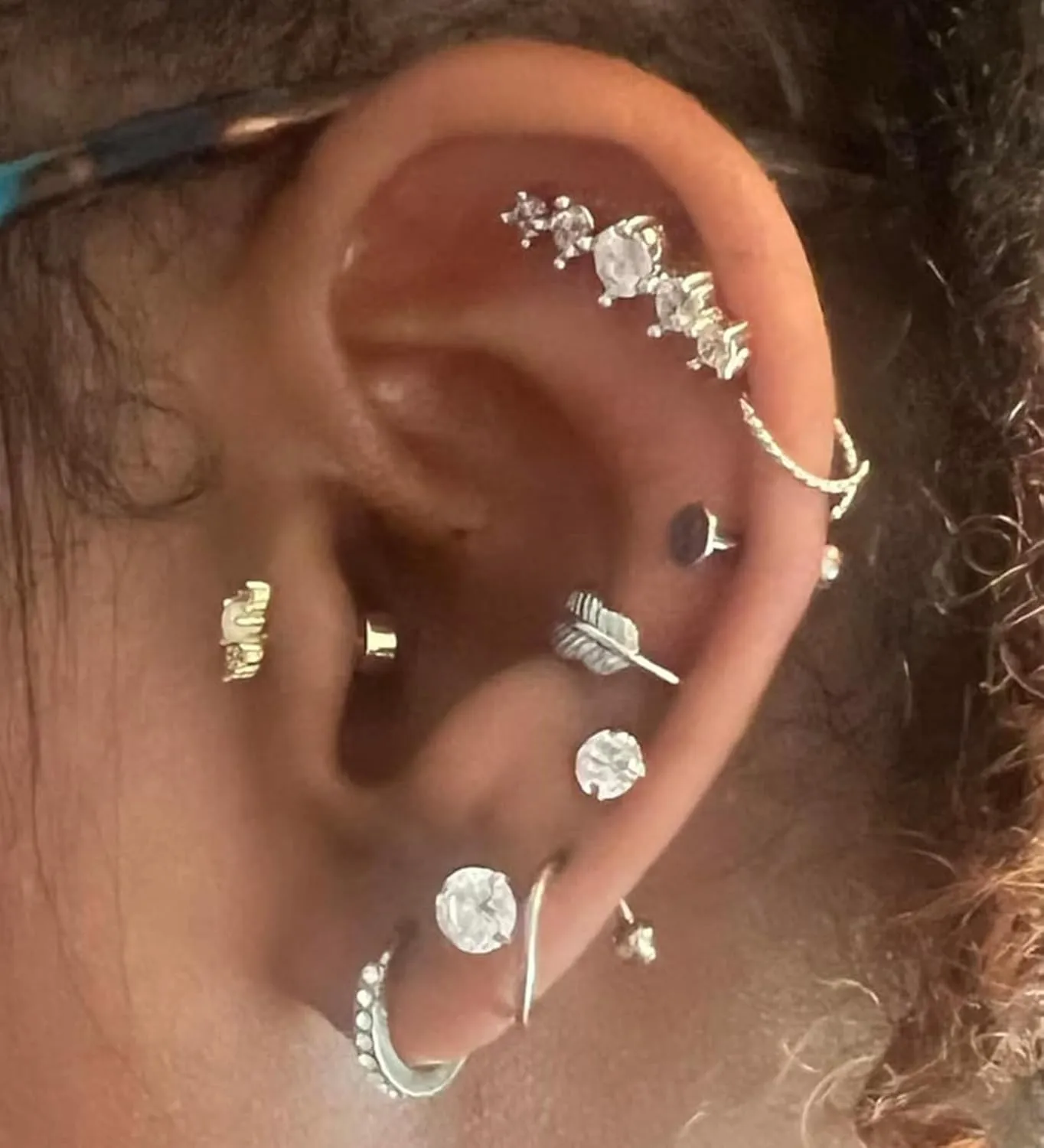 MODRSA Gold Cartilage Earring Silver Cartilage Piercing Jewelry 16g Helix Piercing Jewelry Cartilage Hoop Earring Helix Earrings Silver Cartilage Earring Stud 16 Gauge Cartilage Earrings for Women