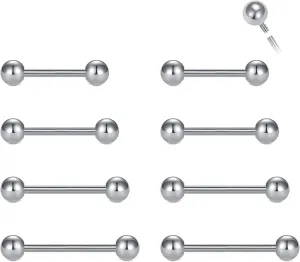 MODRSA Nipple Rings Tongue Rings 14 gauge Surgical Steel Nipple Piercing Nipple Bar Tongue Piercing Jewelry Tongue Piercing for Women