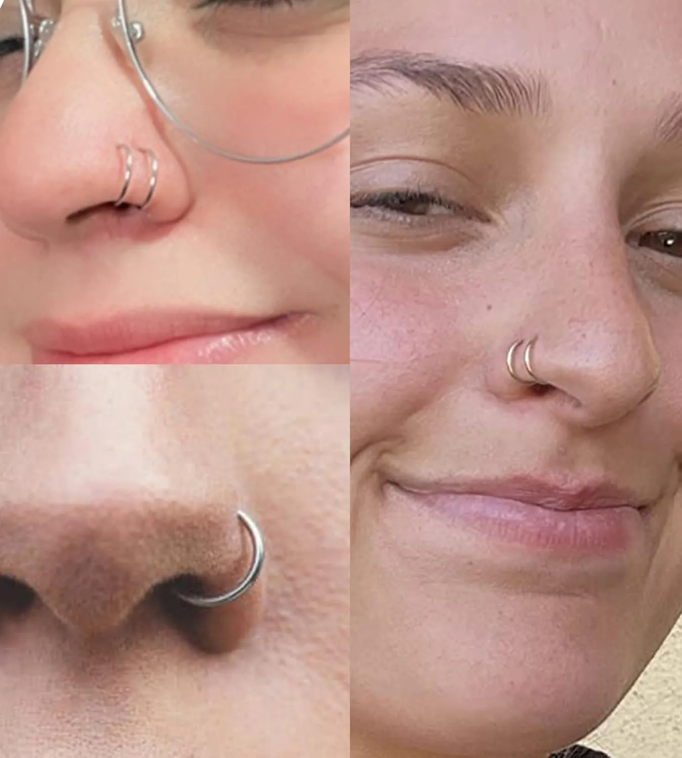 MODRSA Nose Rings - 20g Hoops & Studs in Surgical Steel & Silver Rose Gold