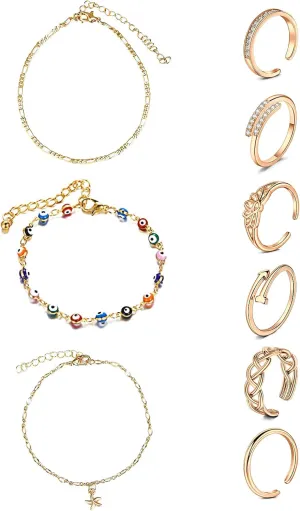 MODRSA Toe Rings for Women Toe Rings and Anklets for Women Toe Ring Adjustable Toe Rings Silver Rose Gold