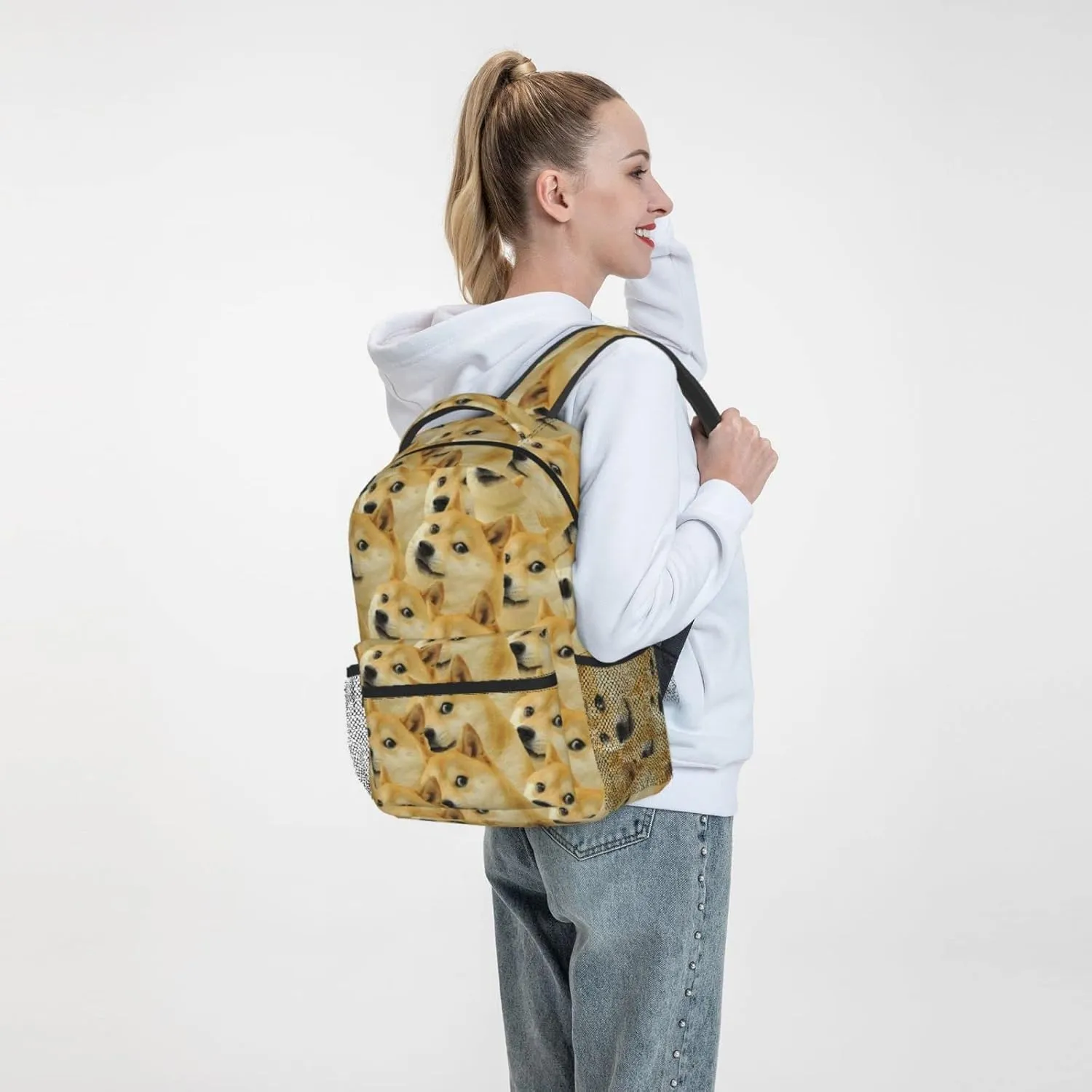 Mr Doge Meme Laptop Backpack Girls Boys Bookbag Cute Fashion Casual Travel Bag Preschool Large Daypack For With Chest Strap Multi-Pocket One Size
