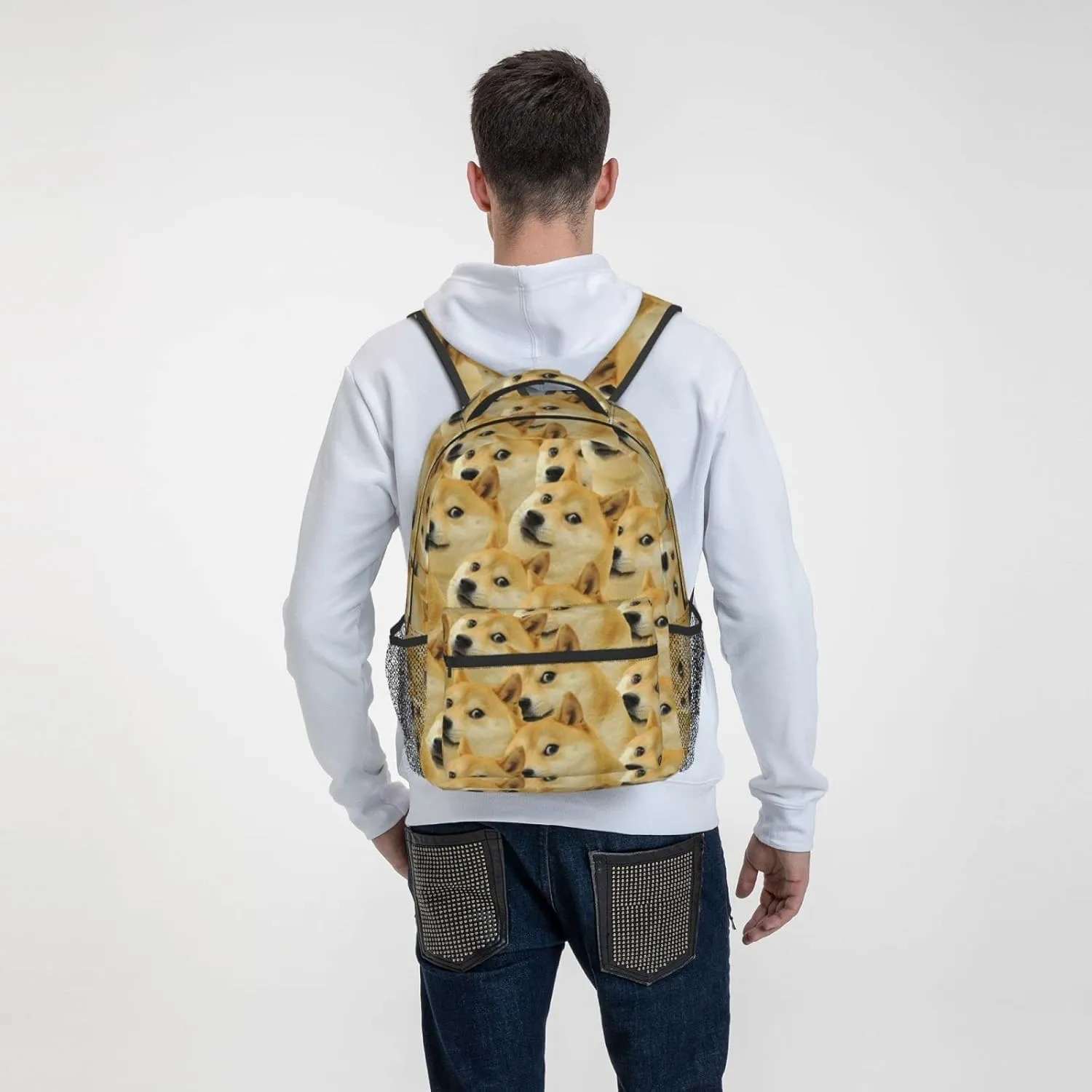 Mr Doge Meme Laptop Backpack Girls Boys Bookbag Cute Fashion Casual Travel Bag Preschool Large Daypack For With Chest Strap Multi-Pocket One Size