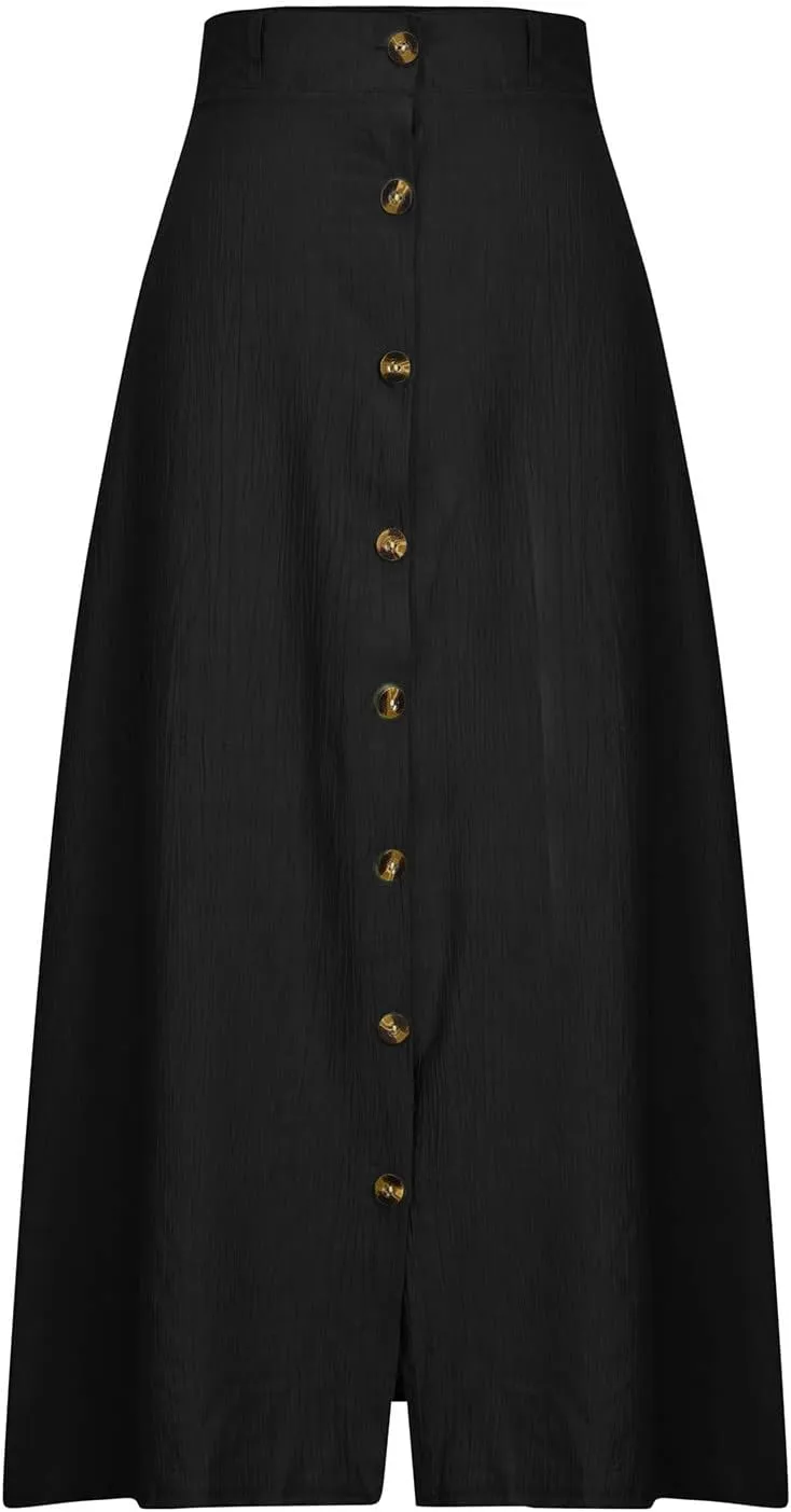 NaRHbrg Women's Cotton Linen Skirts Ladies Fashion Casual Loose Maxi Dress Asymmetrical Hem Sashes Mid-Calf Skirt