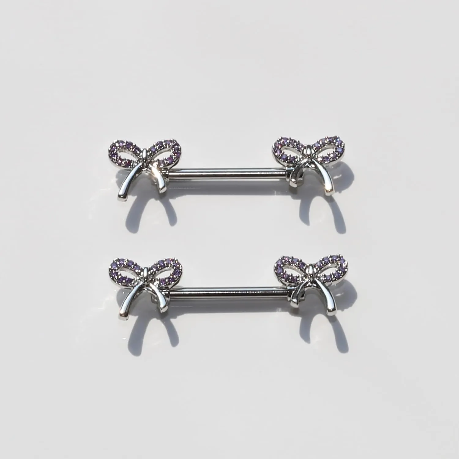 Nipple Rings - Surgical Stainless Steel Gold Silver Pink Blue Purple CZ Heart Butterfly Flower Bow Jewelry - 14 Gauge Nipple Bars and Barbells