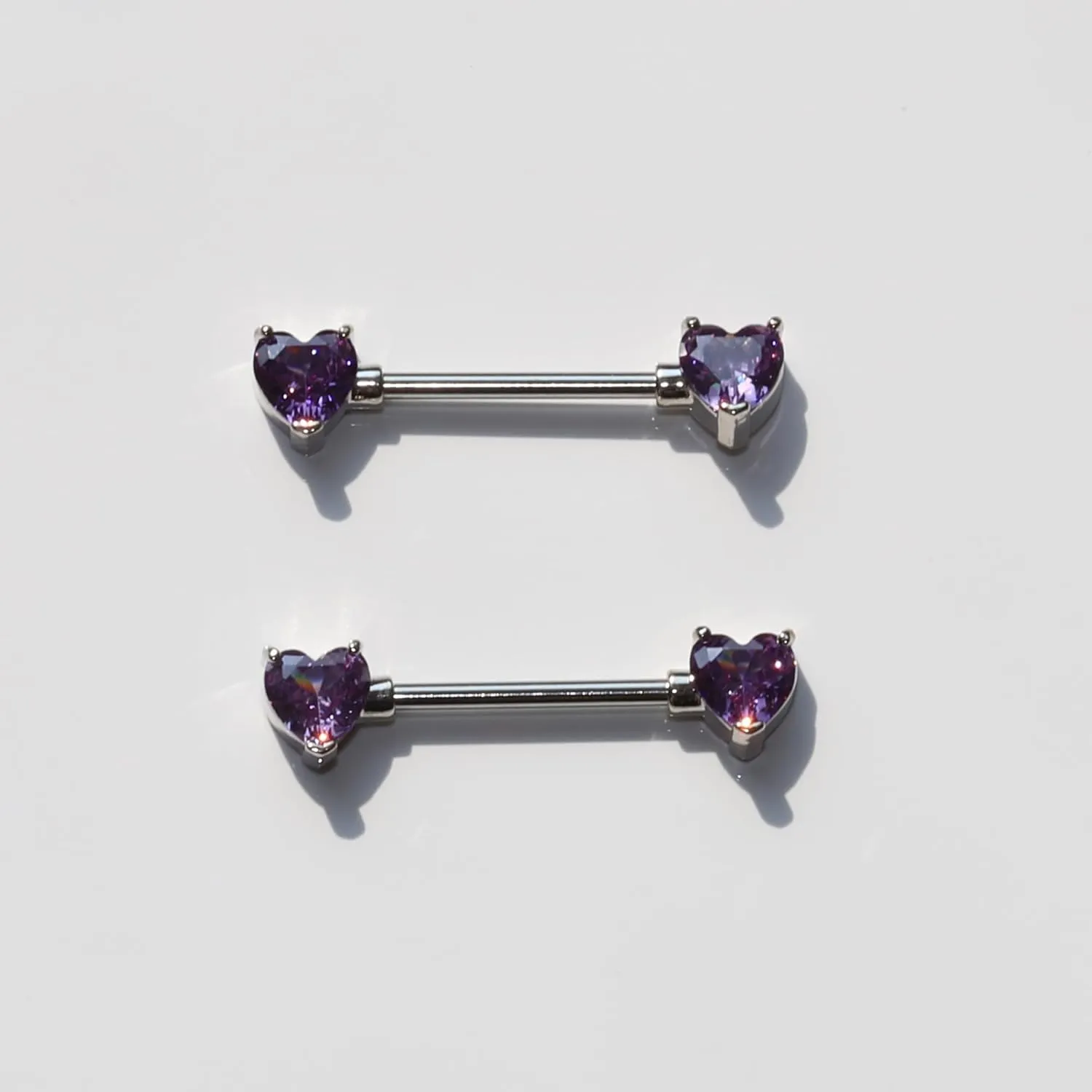 Nipple Rings - Surgical Stainless Steel Gold Silver Pink Blue Purple CZ Heart Butterfly Flower Bow Jewelry - 14 Gauge Nipple Bars and Barbells