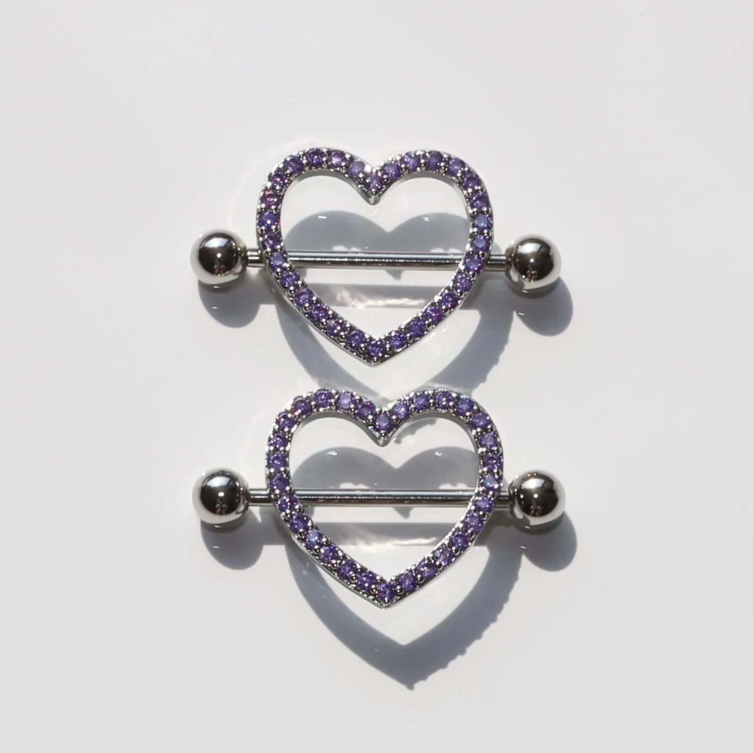 Nipple Rings - Surgical Stainless Steel Gold Silver Pink Blue Purple CZ Heart Butterfly Flower Bow Jewelry - 14 Gauge Nipple Bars and Barbells