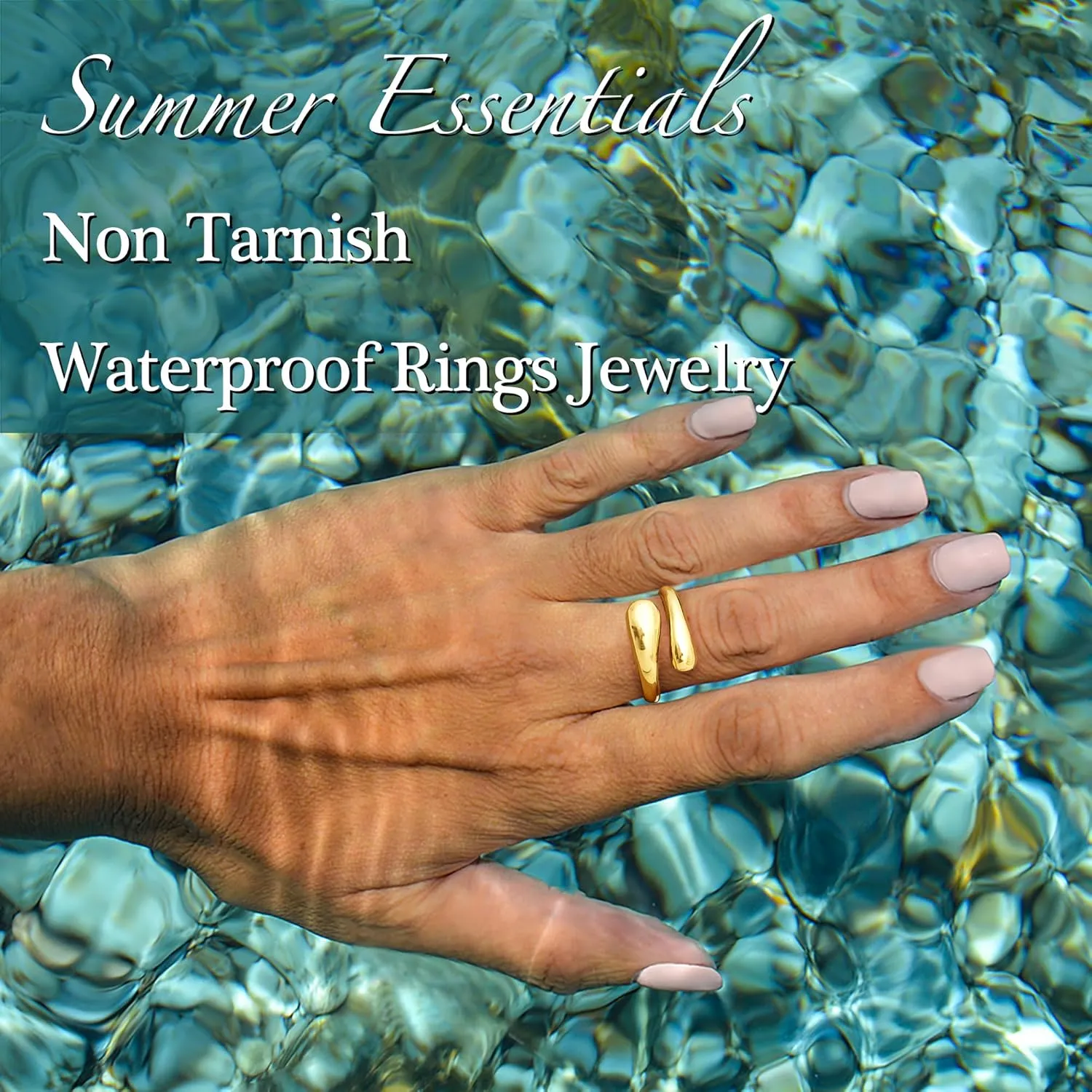 Non Tarnish Gold Chunky Rings for Women, 14K Gold Plated Statement Dome Rings, Stackable Mens Wedding Band Jewelry Size 5-15