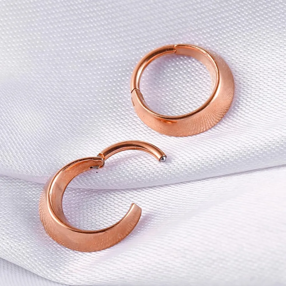Nose Rings Hoops 16G: 316L Stainless Steel Septum Rings Hoops Gold, Hinged Segment Nose Lips Helix Cartilage Clicker Hoop Earrings Piercing Rings for Women Men 8mm