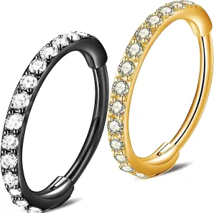 Nose Rings Hoops 2PCS, 8mm Gold and Black Septum Rings, Stylish Nose Rings for Everyday Wear, Versatile and Comfortable Nose Rings Hoops for Casual and Formal Occasions