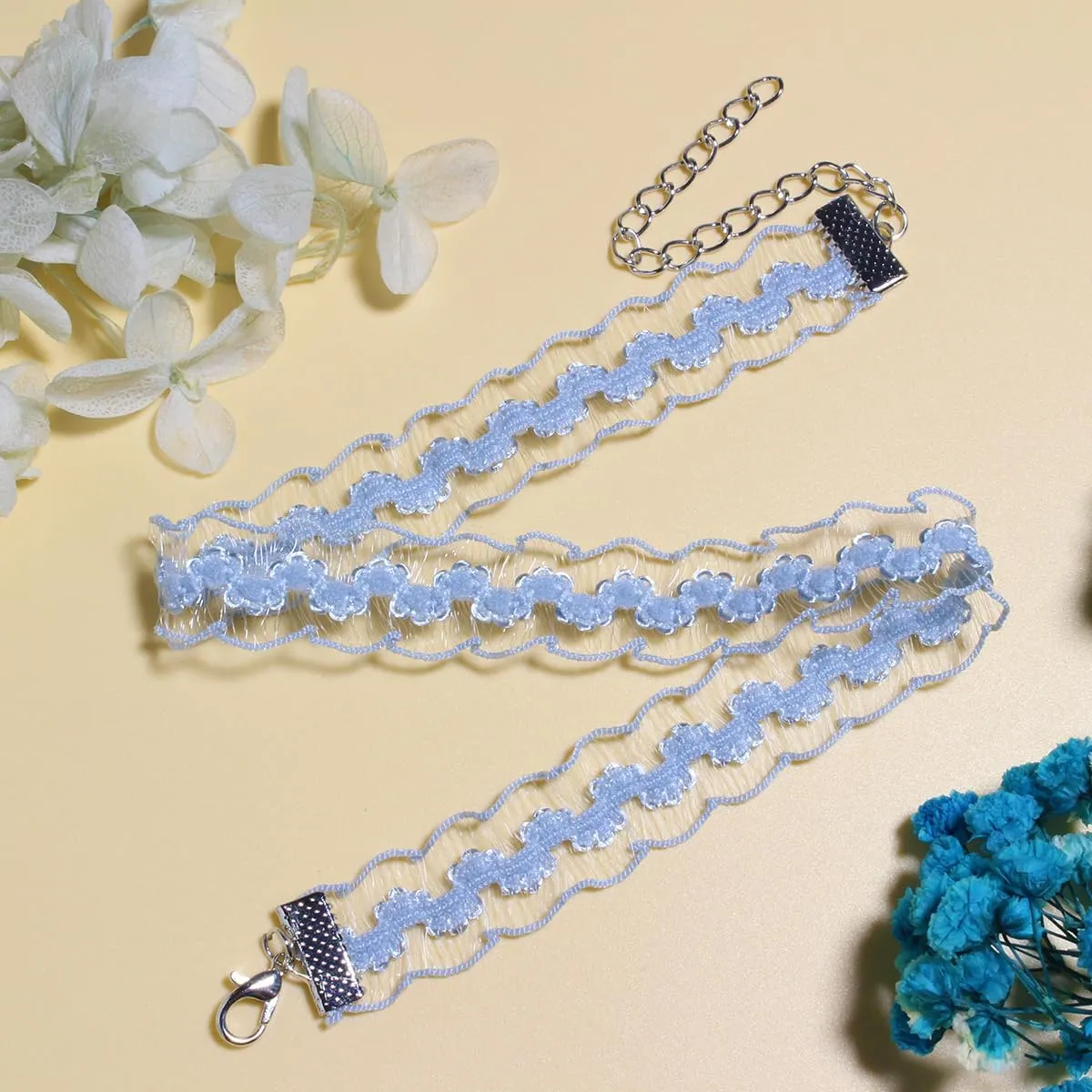 Nova&Aria Chokers Set For Women Heart Choker Necklaces Flower Pendant Velvet Cute Pink Turquoise Blue White Black Choker Necklace Christmas Colorful Lace Chokers