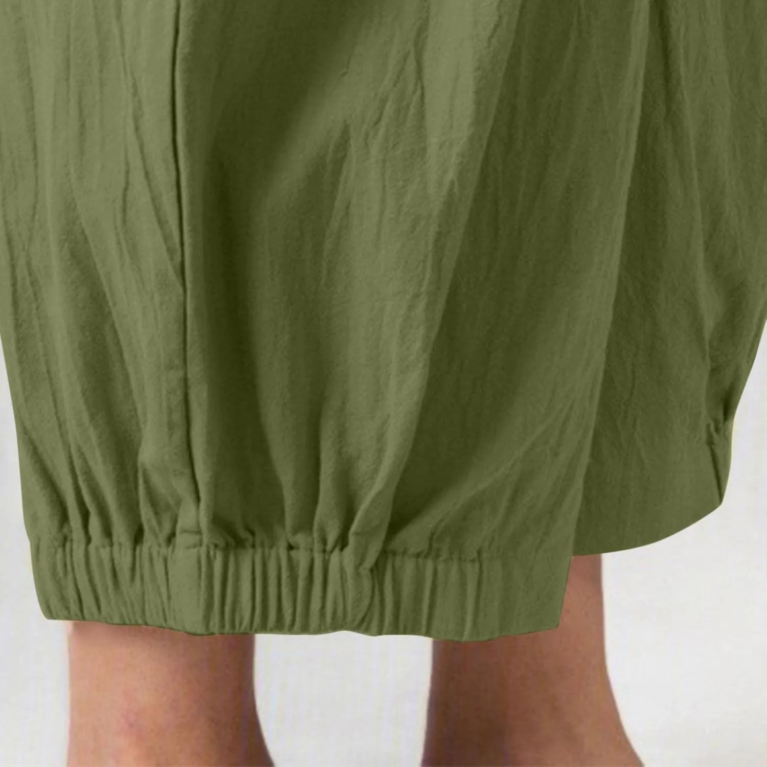 Nyybw High Waist Wide Leg Pants for Women Casual Crop Dress Pants Stretch Cotton Linen Pull On Office Capris Work Trousers