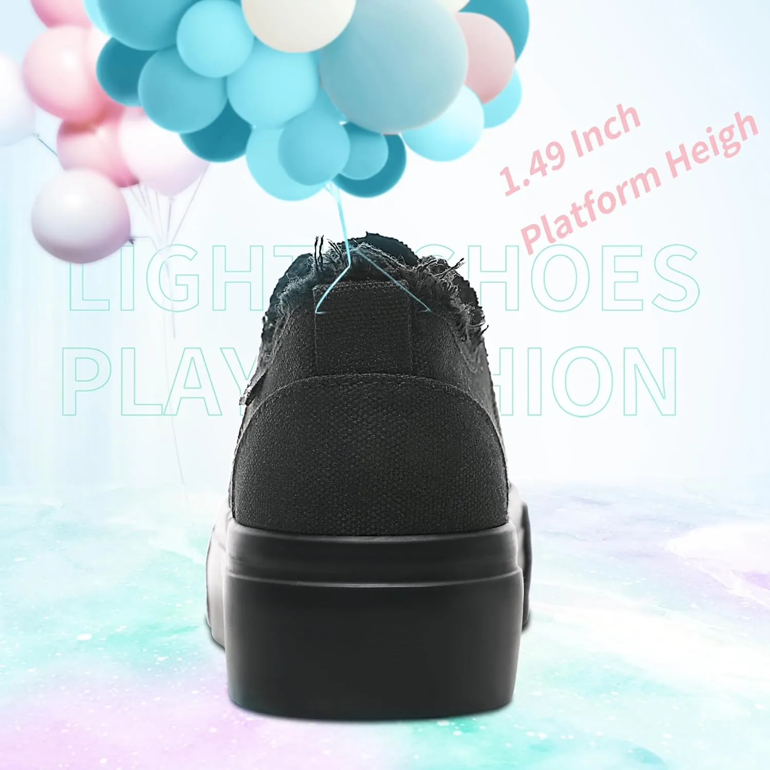 Obtaom Women Platform Canvas Sneakers White Comfort Play Fashion Sneakers Casual Lift Platform Lace Up Shoes Cute Low Top Walking Shoes for Lady