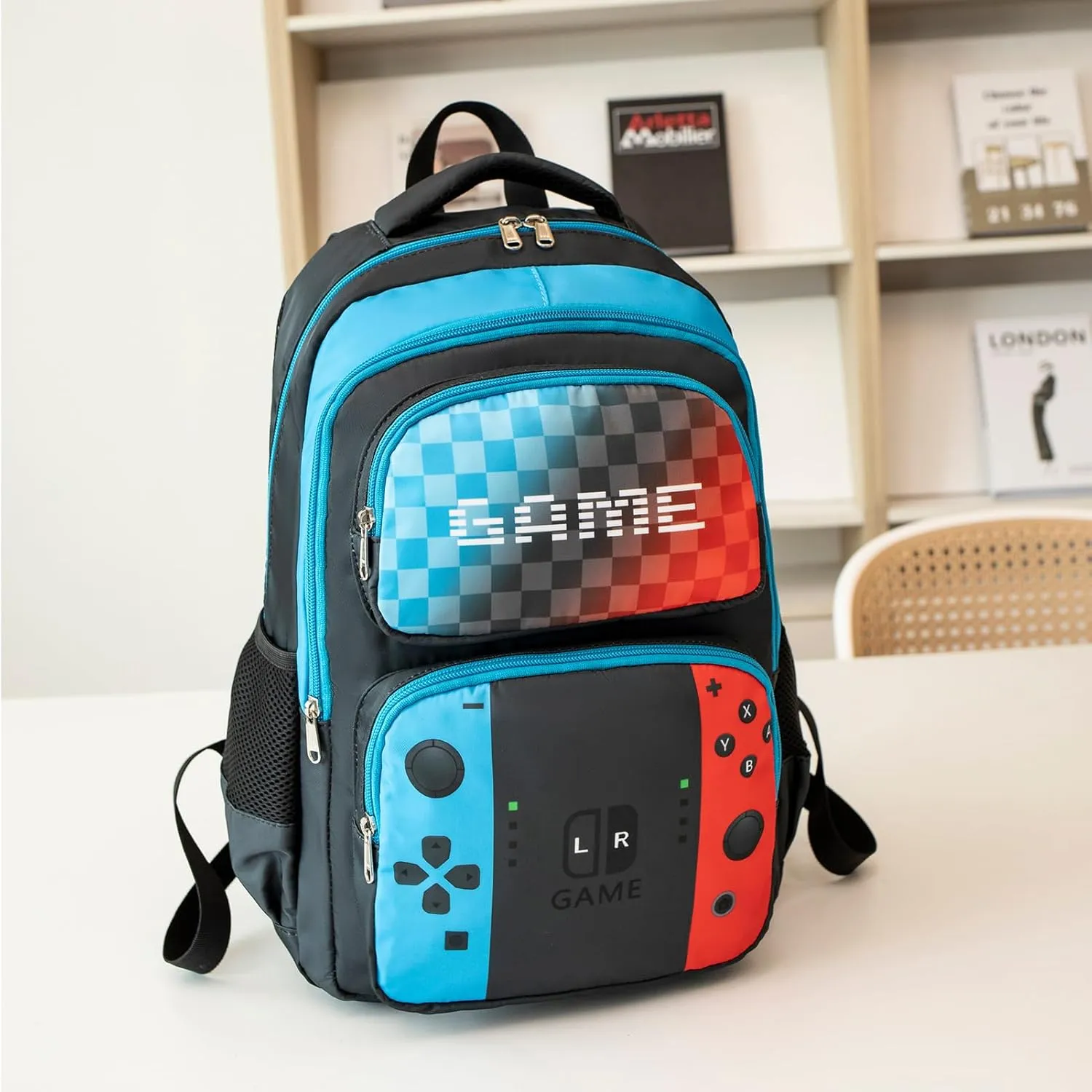 Octsky Boys School Backpack Elementary Middle Kids Bookbag Daypack Travel Back Pack 17 Inches,Game Blue