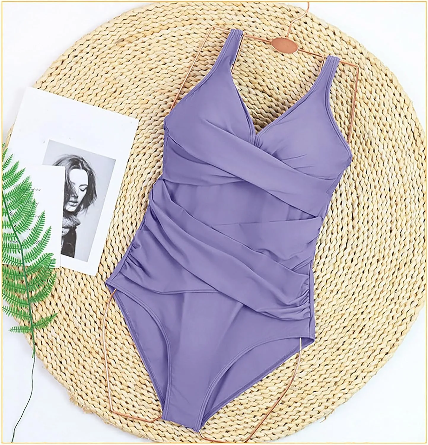 One Piece Swimsuit Women Tummy Control Slimming Bathing Suits Front Cross Ruched Push Up Vintage Modest Swimwear 2025