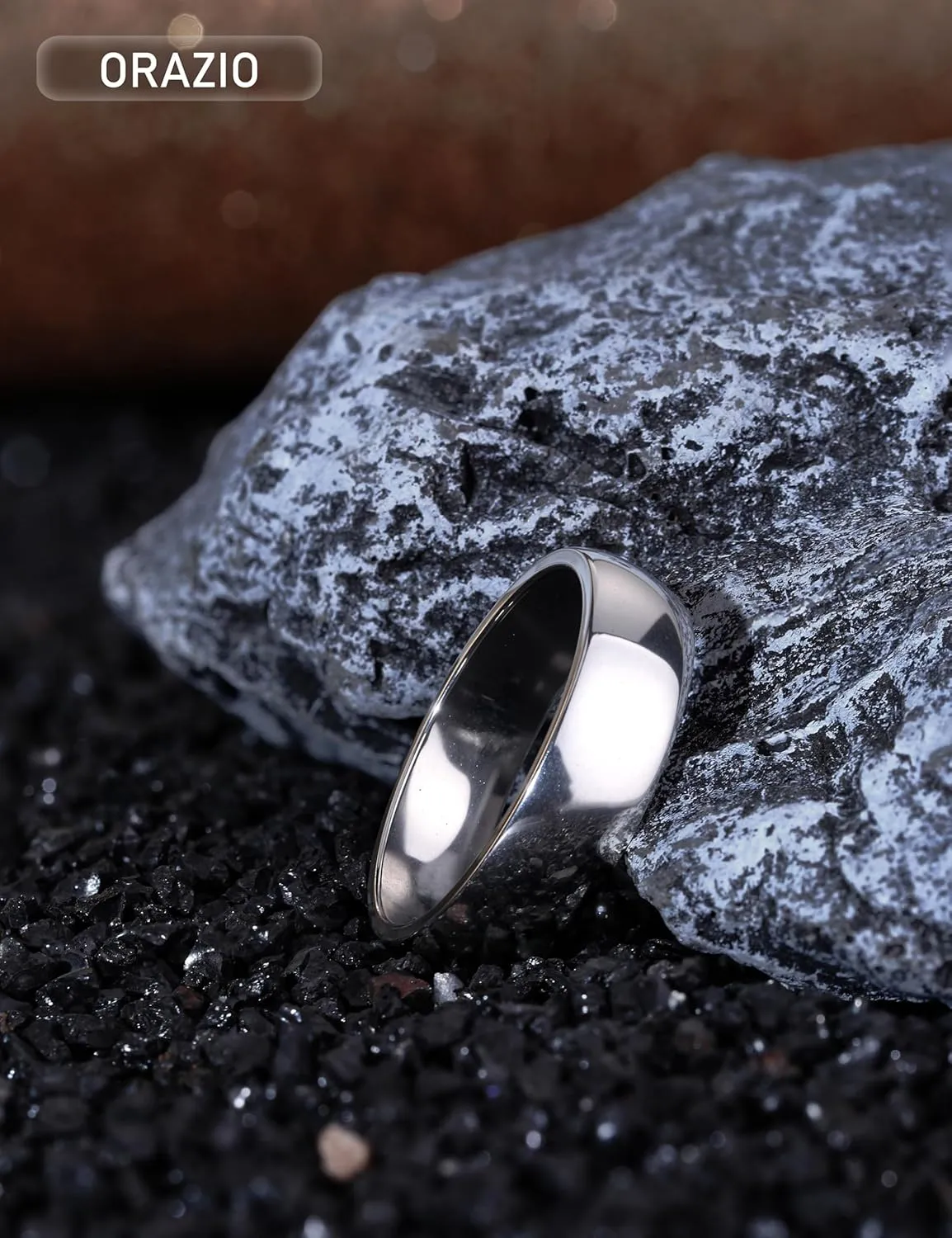 ORAZIO Stainless Steel Rings for Men Women 6MM 8MM Wedding Band Rings Silver/Black/Gold Domed High Polished Basic Wedding Bands Comfort Fit Size 6-14