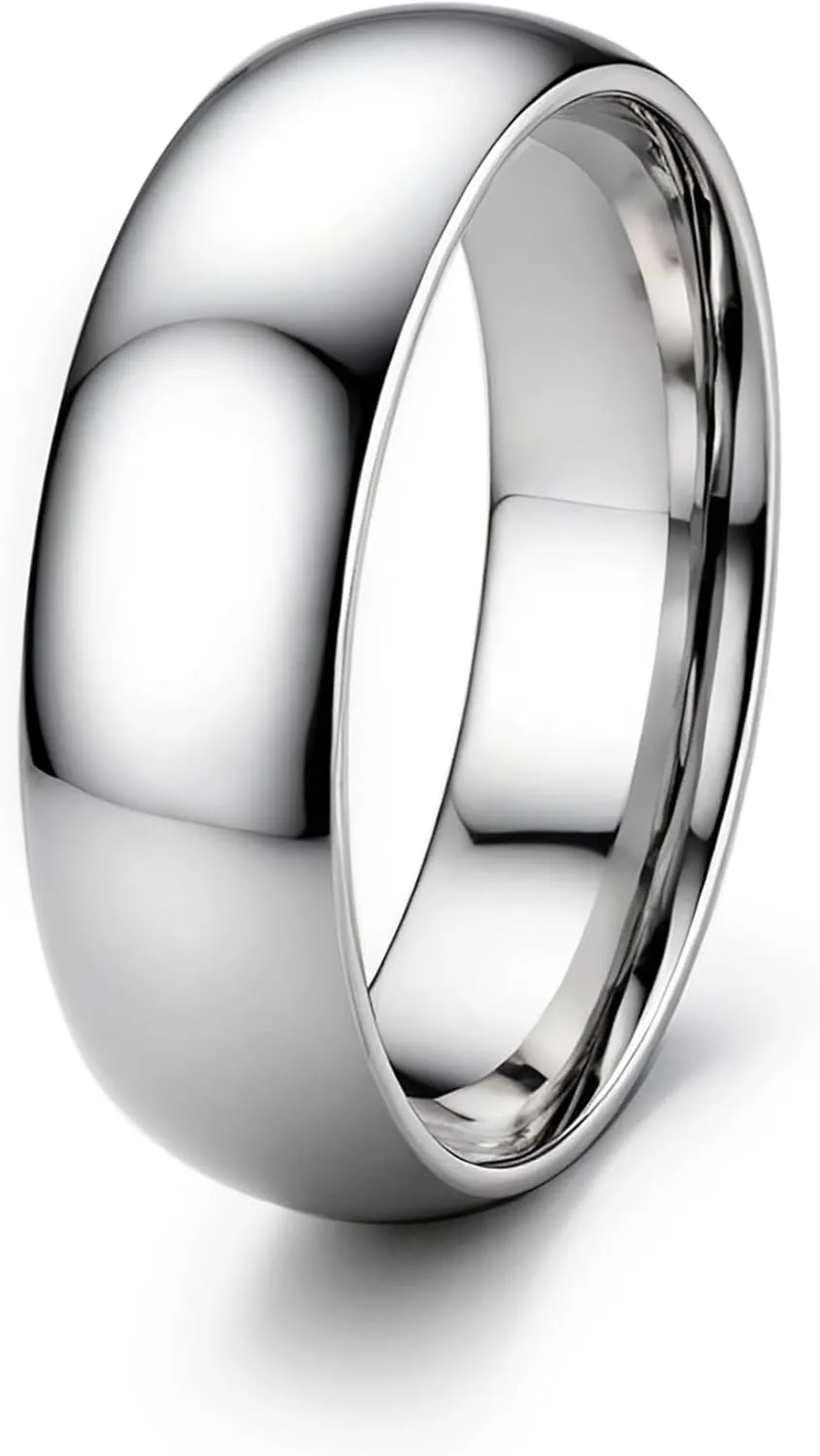 ORAZIO Stainless Steel Rings for Men Women 6MM 8MM Wedding Band Rings Silver/Black/Gold Domed High Polished Basic Wedding Bands Comfort Fit Size 6-14