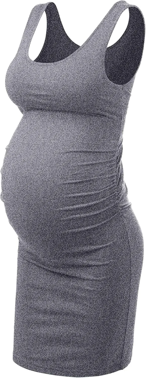 Peauty Side Ruch Maternity Tank Dress for Baby Shower/Maternity Casual Dress