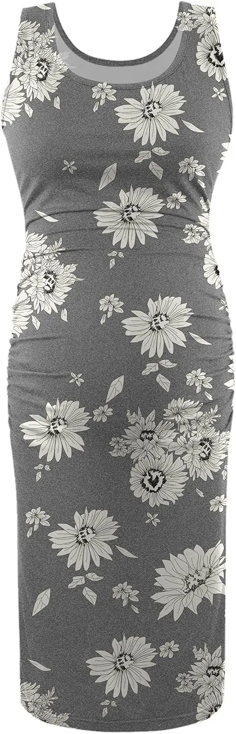 Peauty Side Ruch Maternity Tank Dress for Baby Shower/Maternity Casual Dress