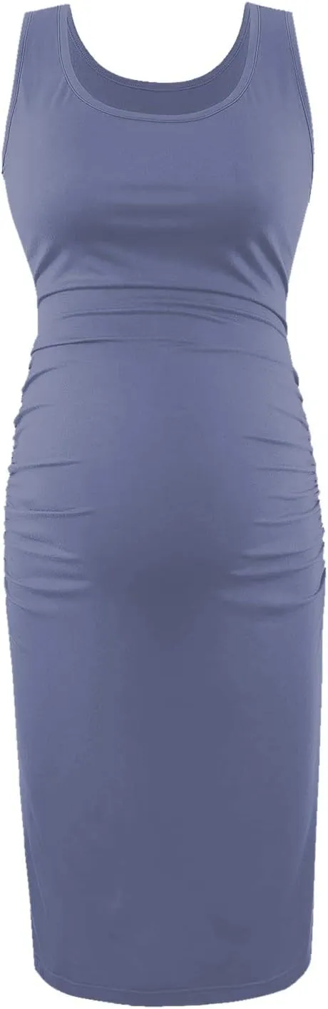 Peauty Side Ruch Maternity Tank Dress for Baby Shower/Maternity Casual Dress