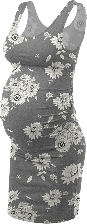 Peauty Side Ruch Maternity Tank Dress for Baby Shower/Maternity Casual Dress