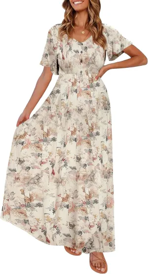 Peauty Summer Maternity Dresses for Women Maternity Photoshoot Dress with Decorative Button Baby Shower Dress