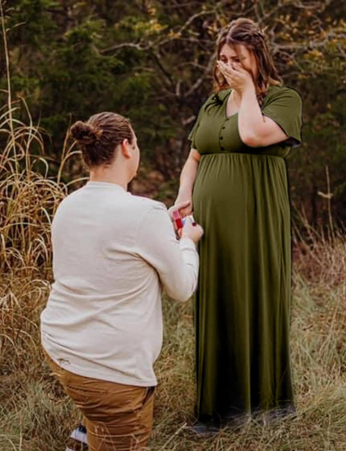 Peauty Summer Maternity Dresses for Women Maternity Photoshoot Dress with Decorative Button Baby Shower Dress