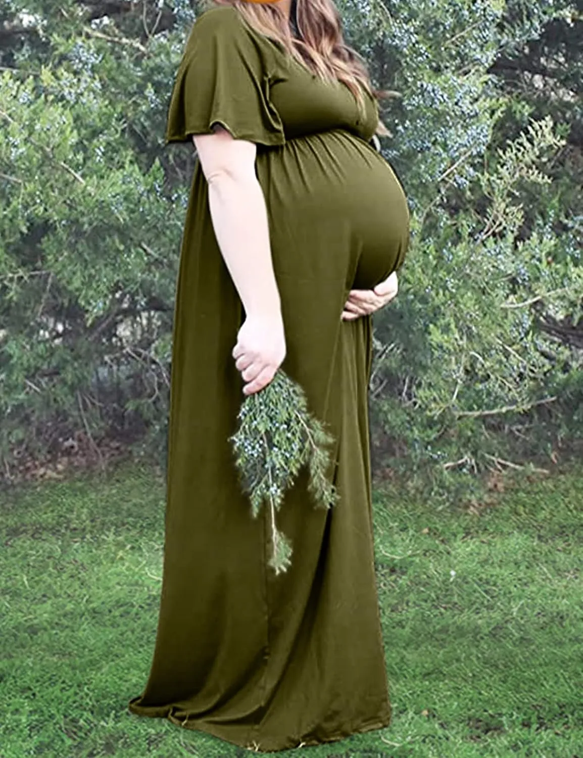 Peauty Summer Maternity Dresses for Women Maternity Photoshoot Dress with Decorative Button Baby Shower Dress