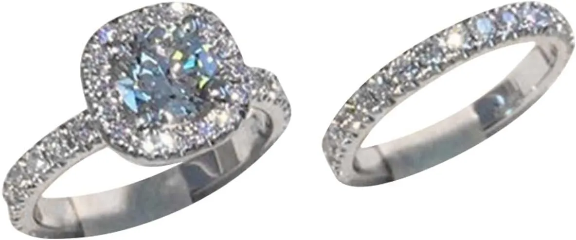 Personalize 925 Silver Princess Cut Diamond Bridal Ring Sets Engagement Ring for Women Statement Promise Rings
